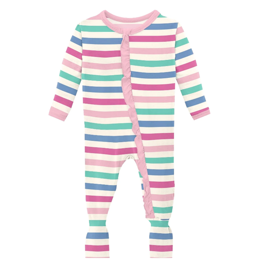 Skip To My Lou Stripe Muffin Ruffle Footie