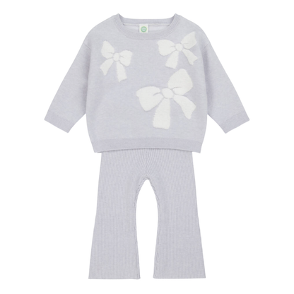 Soft Lavender Bow Sweater Set (Toddler)