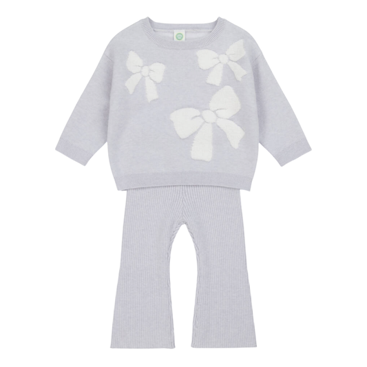 Soft Lavender Bow Sweater Set (Toddler)