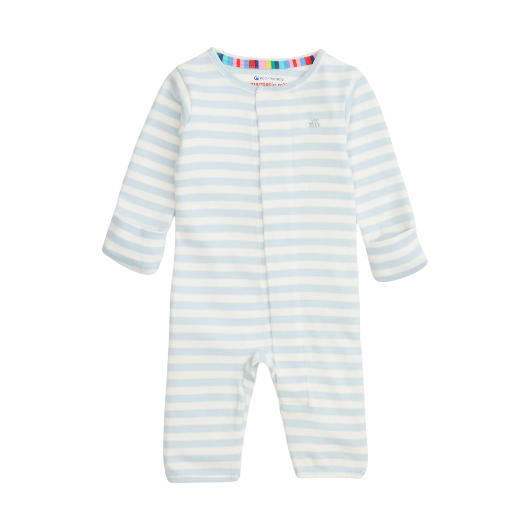 Blue Stripe Embroidered Organic Cotton Coverall