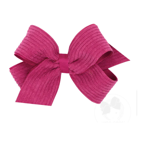 Magenta Corduroy Grosgrain Medium Bow