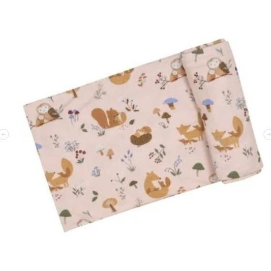 Woodland Families Swaddle Pink Blanket O/S