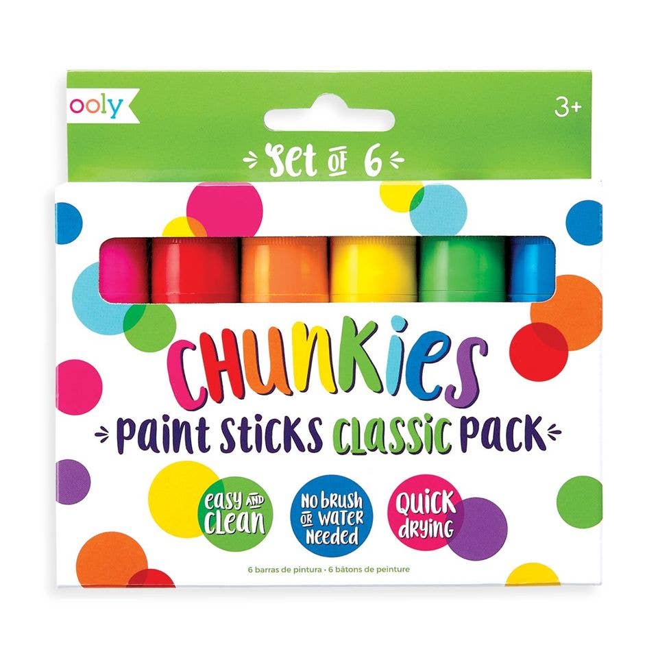 Paint Sticks for Kids - Mess-Free Chunkies 6 Pack Classic Colors | OOLY
