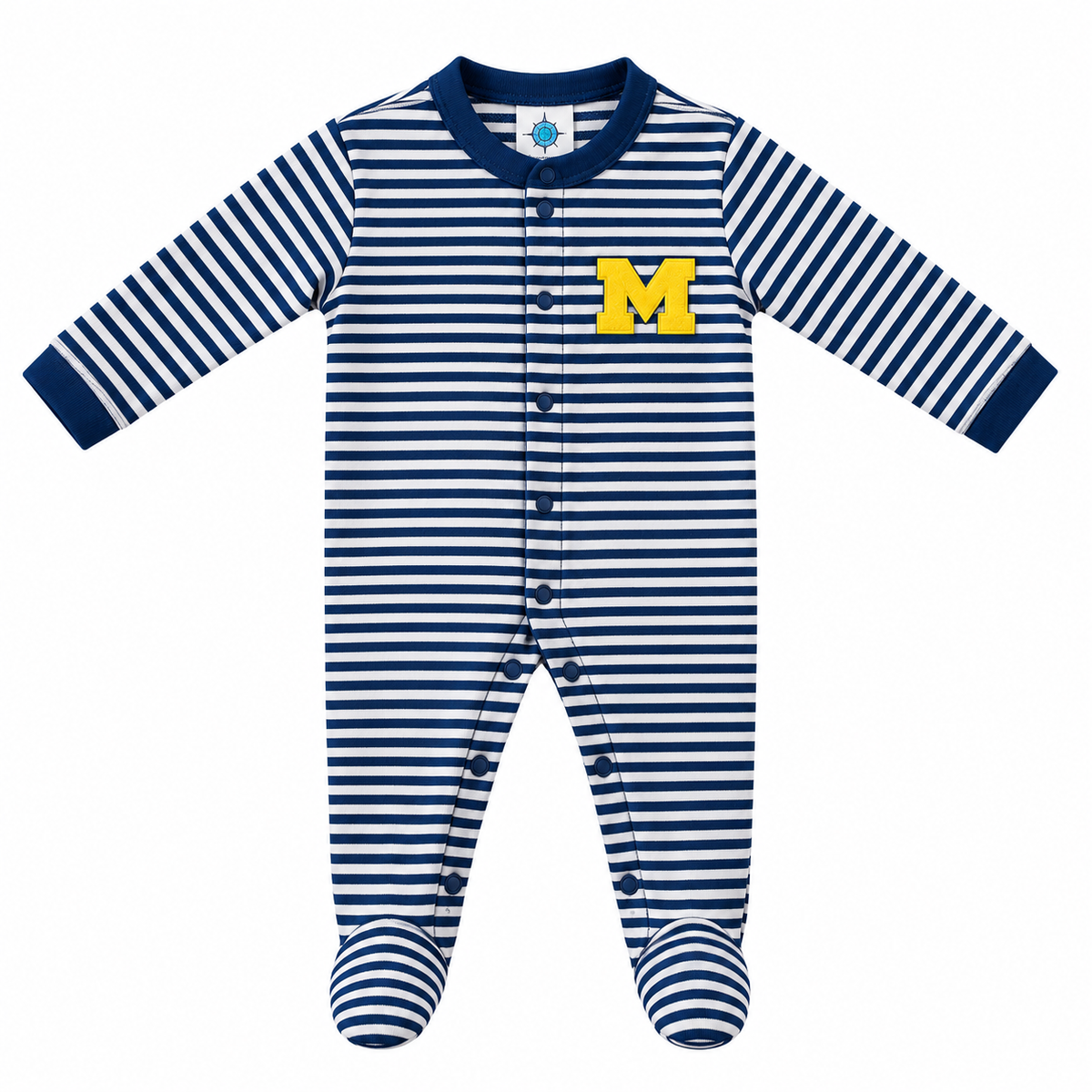 Navy White Striped Footed Romper