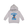 Gray hoodie with 'Detroit Cub' text and logo on a white background
