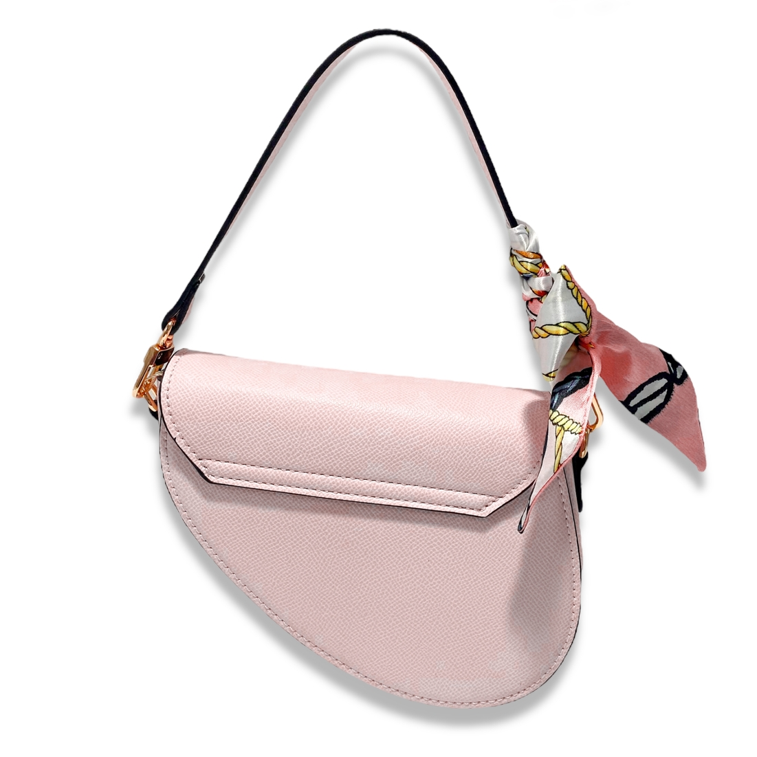 Mini Pink Saddle Purse with Scarf