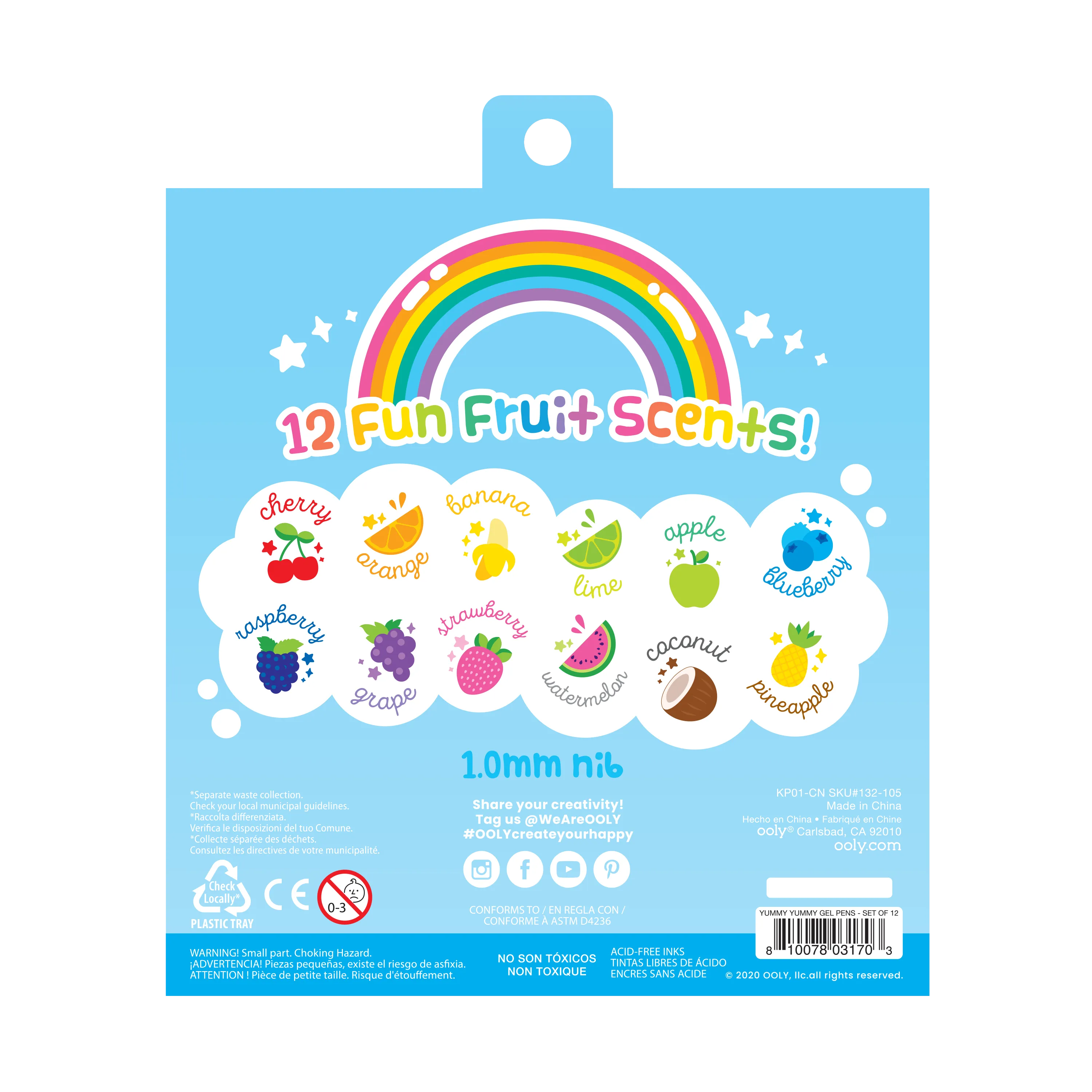 Scented Glitter Gel Pens - 12 Pack Fruity Colors for Kids | OOLY