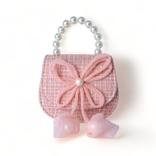 Pink Bowtie Tweed Purse