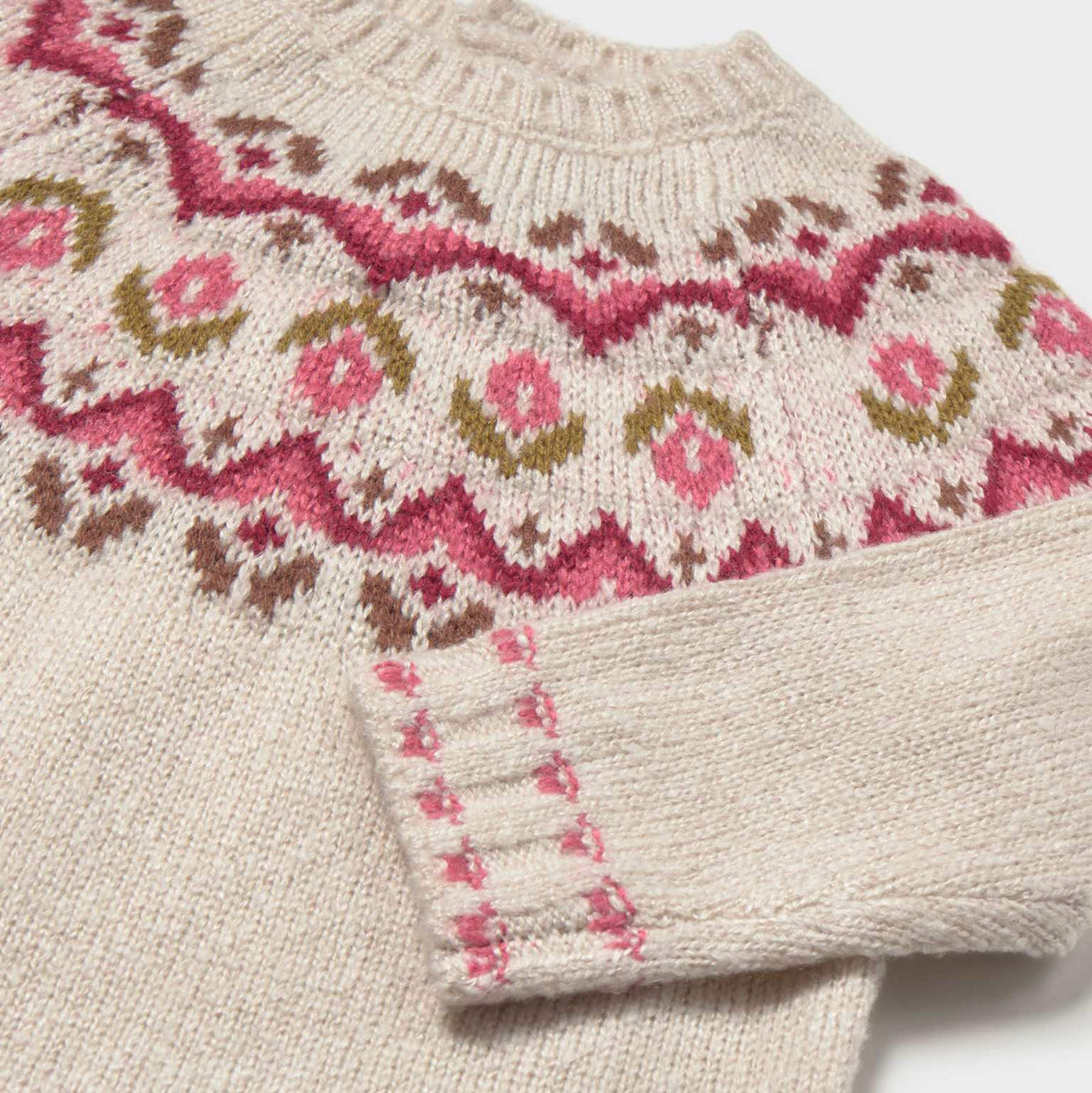 Pink Jacquard Knit Sweater