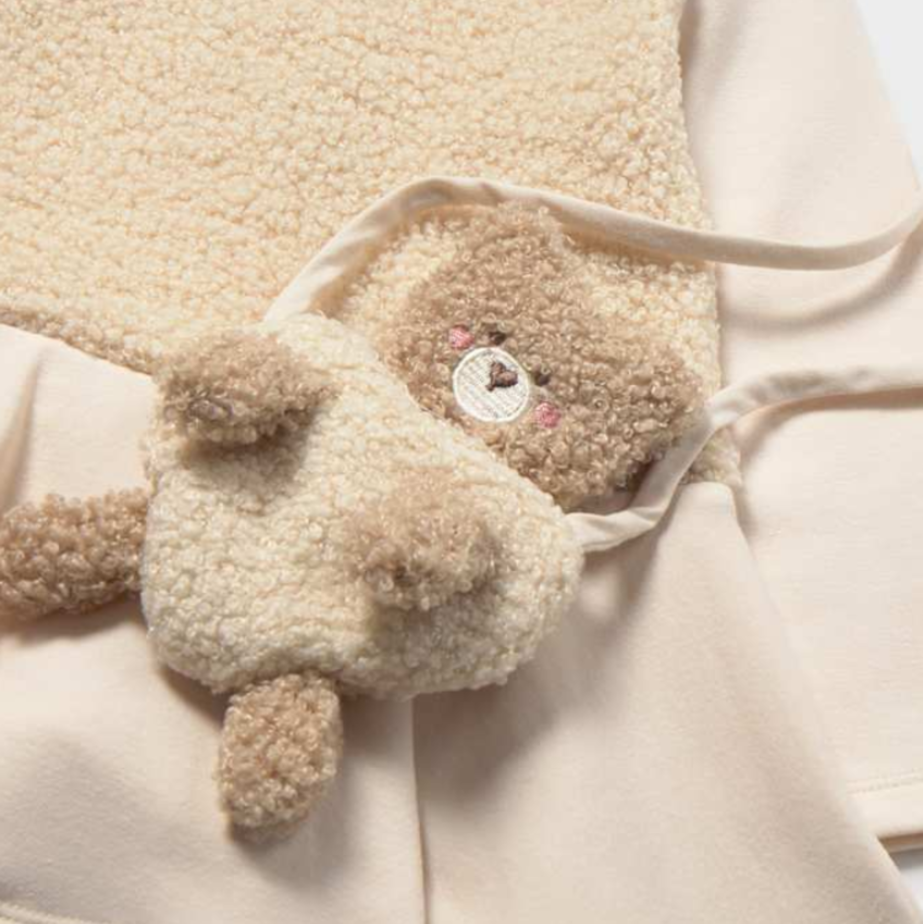 Creme Boucle Dress with Bear Purse