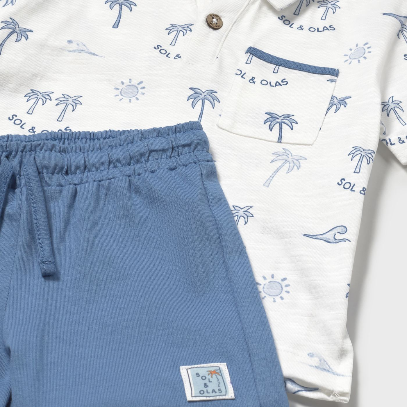 Capri Blue and White Palms Polo Set