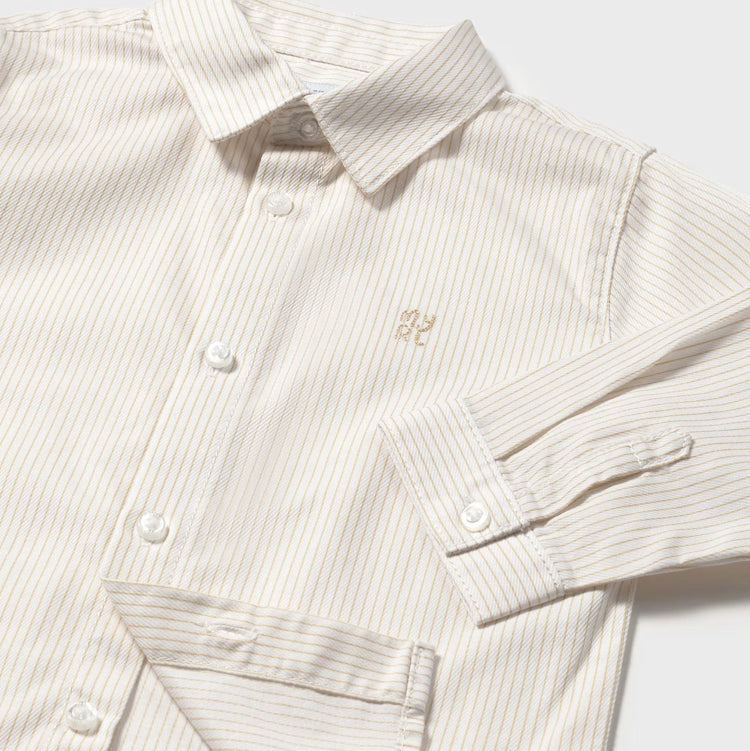 Latte Pin Stripe Button Up Shirt