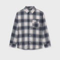 Blue Grey Plaid Long Sleeve Shirt