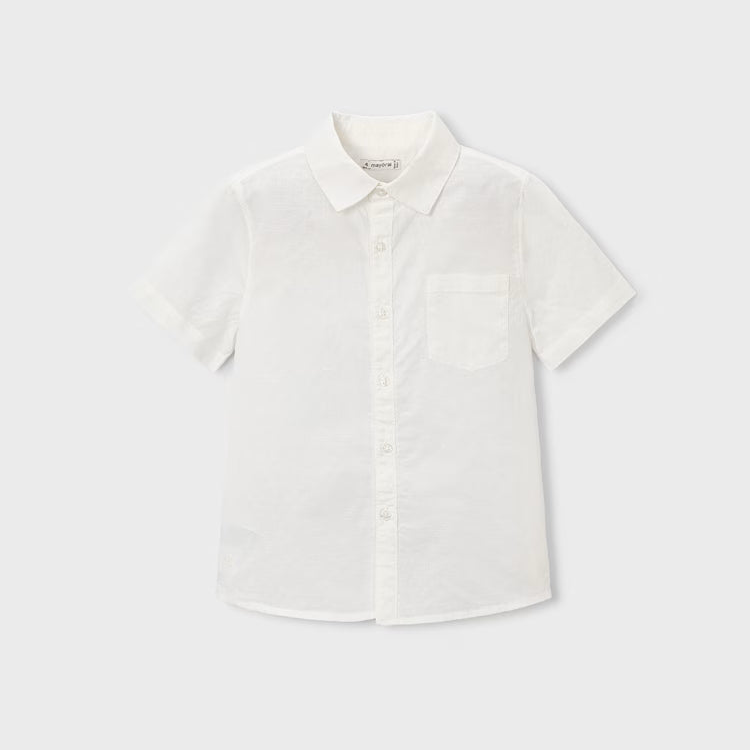 White Short Sleeve Linen Shirt