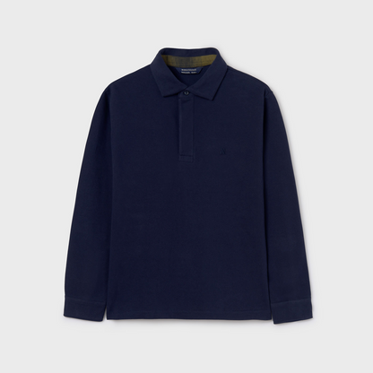 Navy LS Polo Top