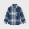 Navy Marine Blue Check Button Up Shirt