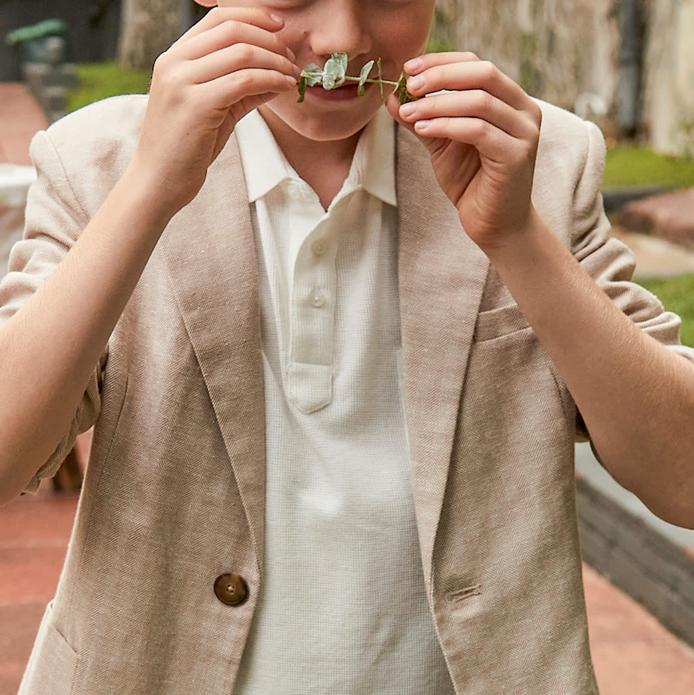 Cream Soft Waffle Weave Polo