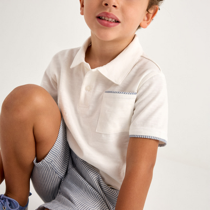 White Seersucker Edge Polo