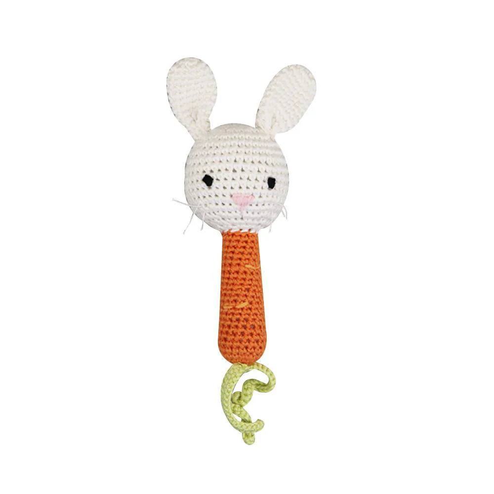 Hand Knit Bunny Rattle 6 Inch