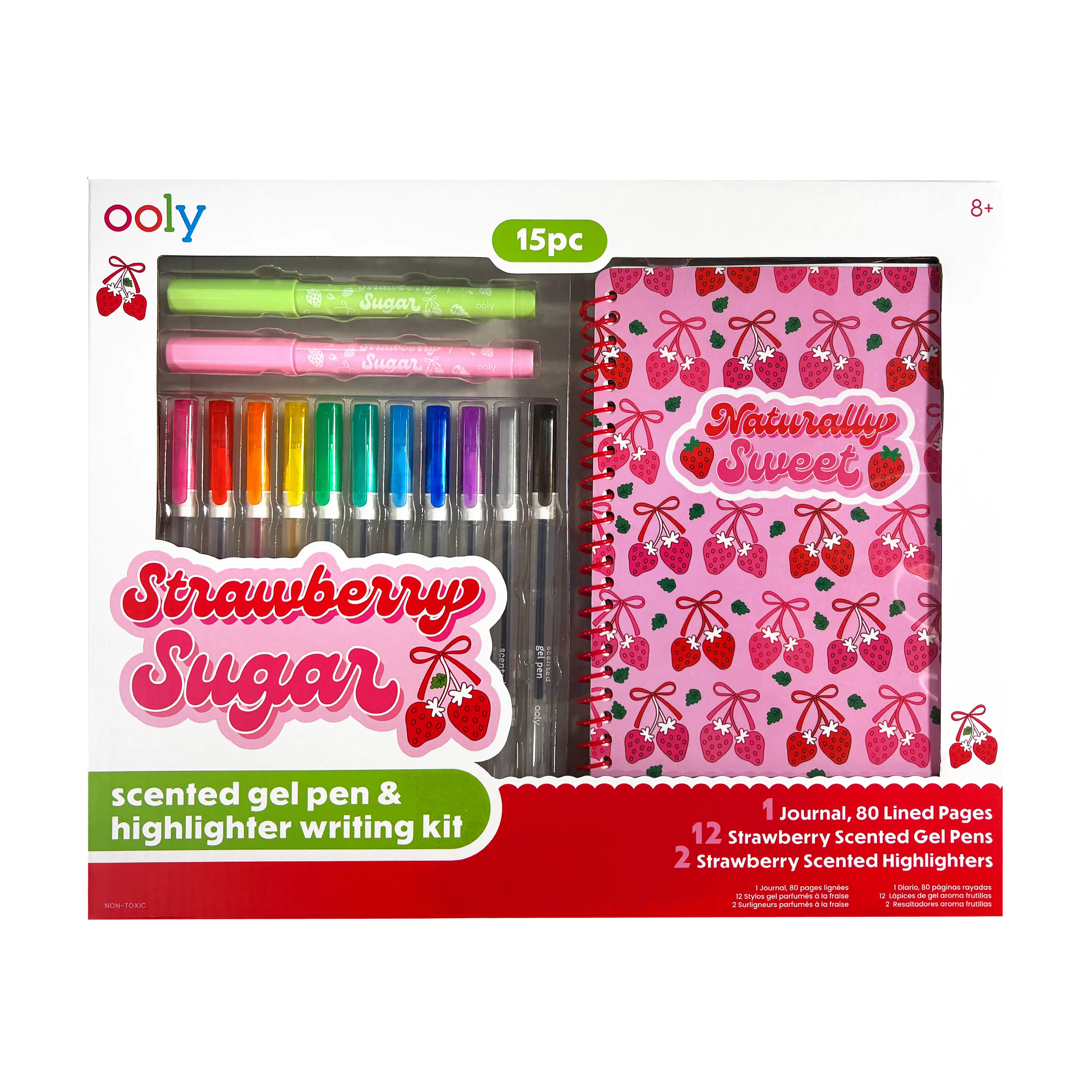 Scented Gel Pens & Notebook Set - Strawberry Sugar Writing Kit | OOLY