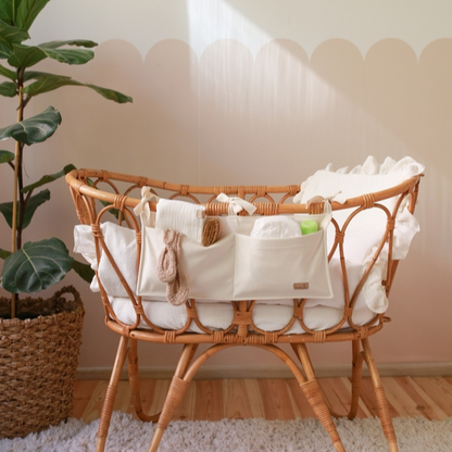 Cream Velvet Baby Crib Organizer