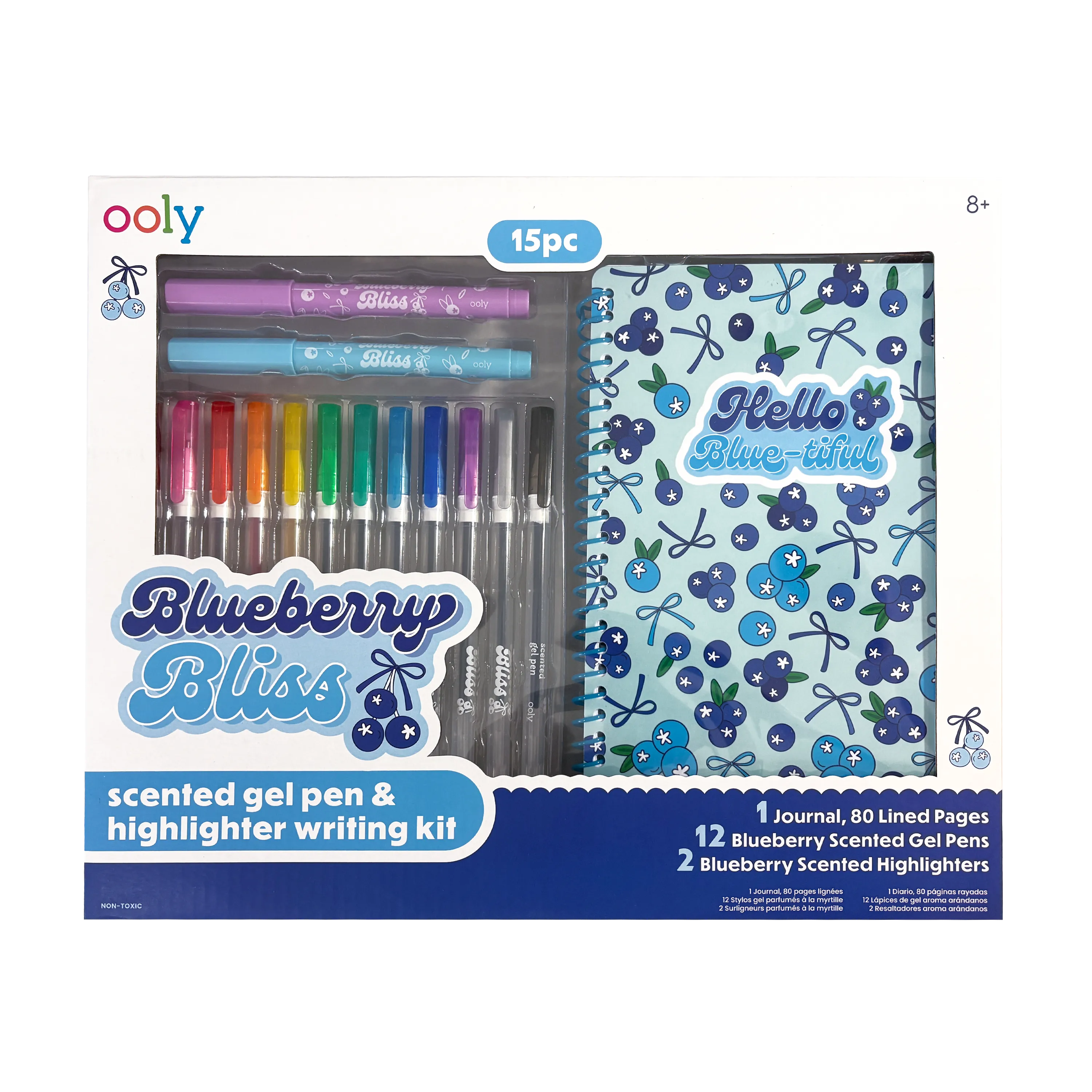 Scented Gel Pens & Notebook Set - Blueberry Bliss Writing Kit | OOLY