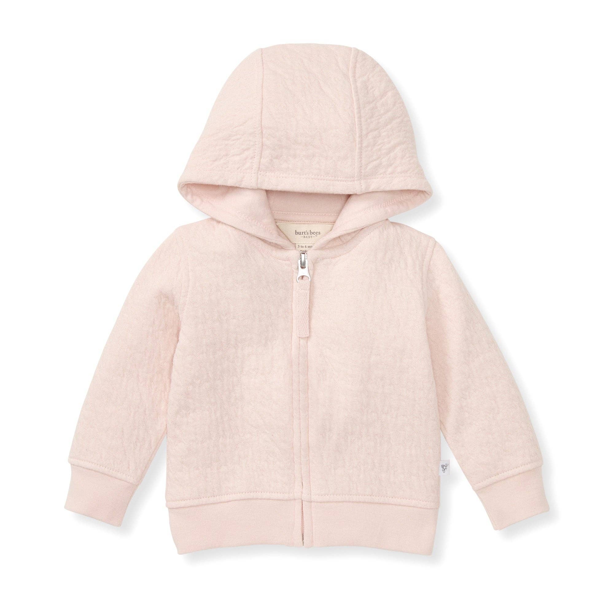 Quilted Zip-Up Hoodie in Blush