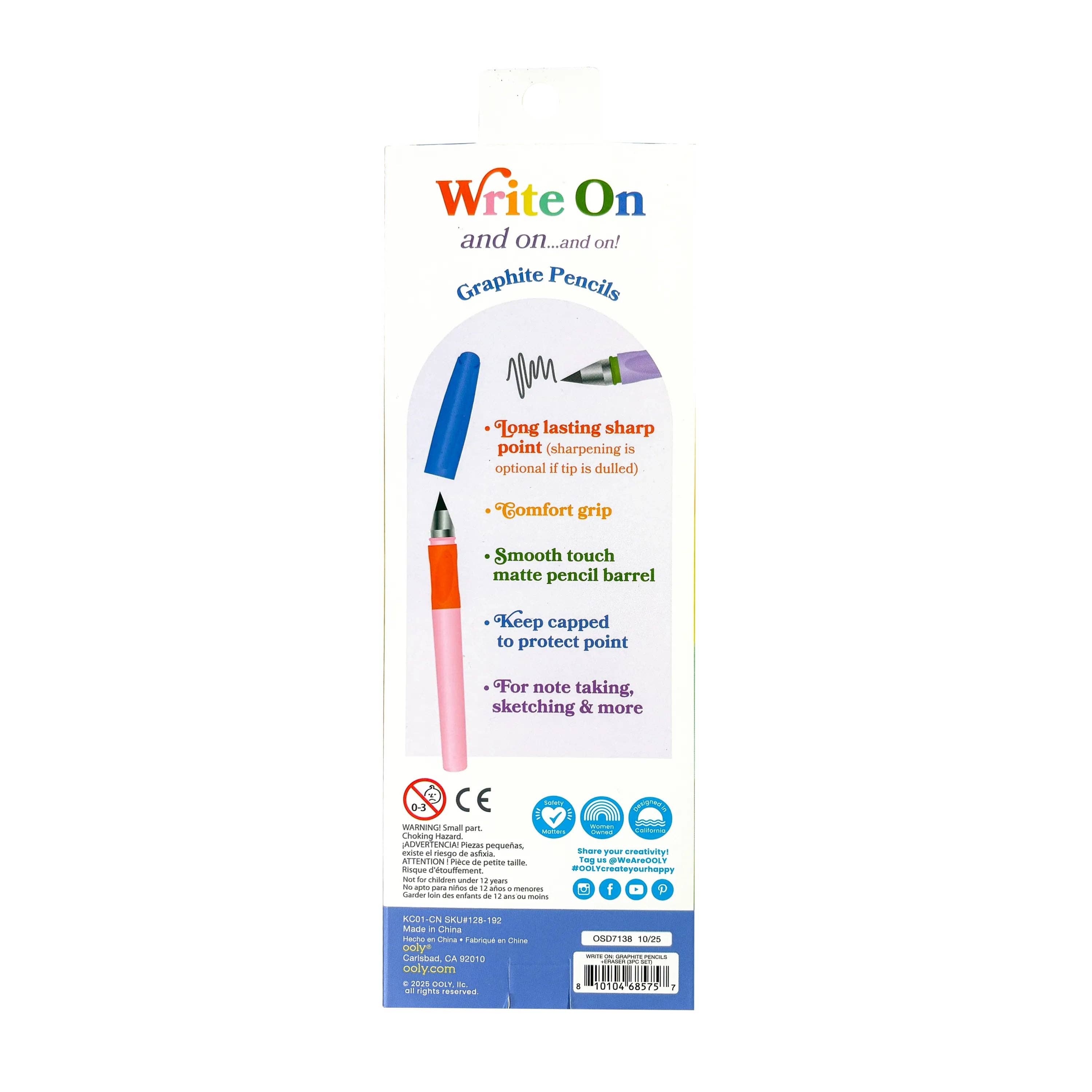 Write On Graphite Pencil and Eraser Set