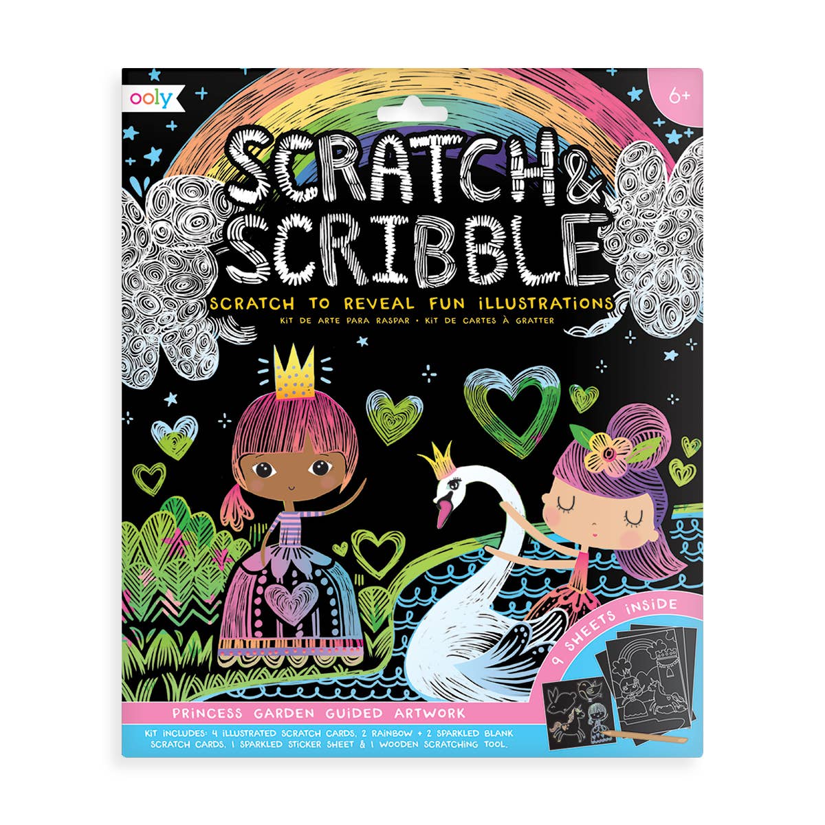 Scratch Art Kit for Kids - Princess Garden 10 Piece Set | OOLY