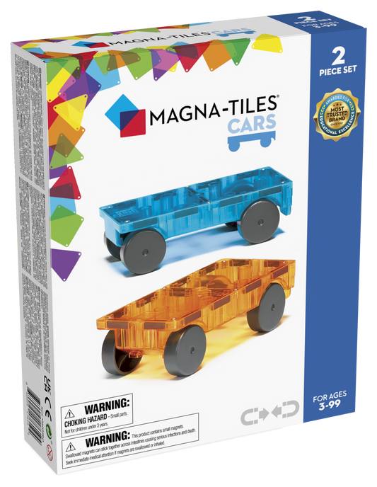 Magna-Tiles Cars 2-Piece Expansion Set: Blue & Orange