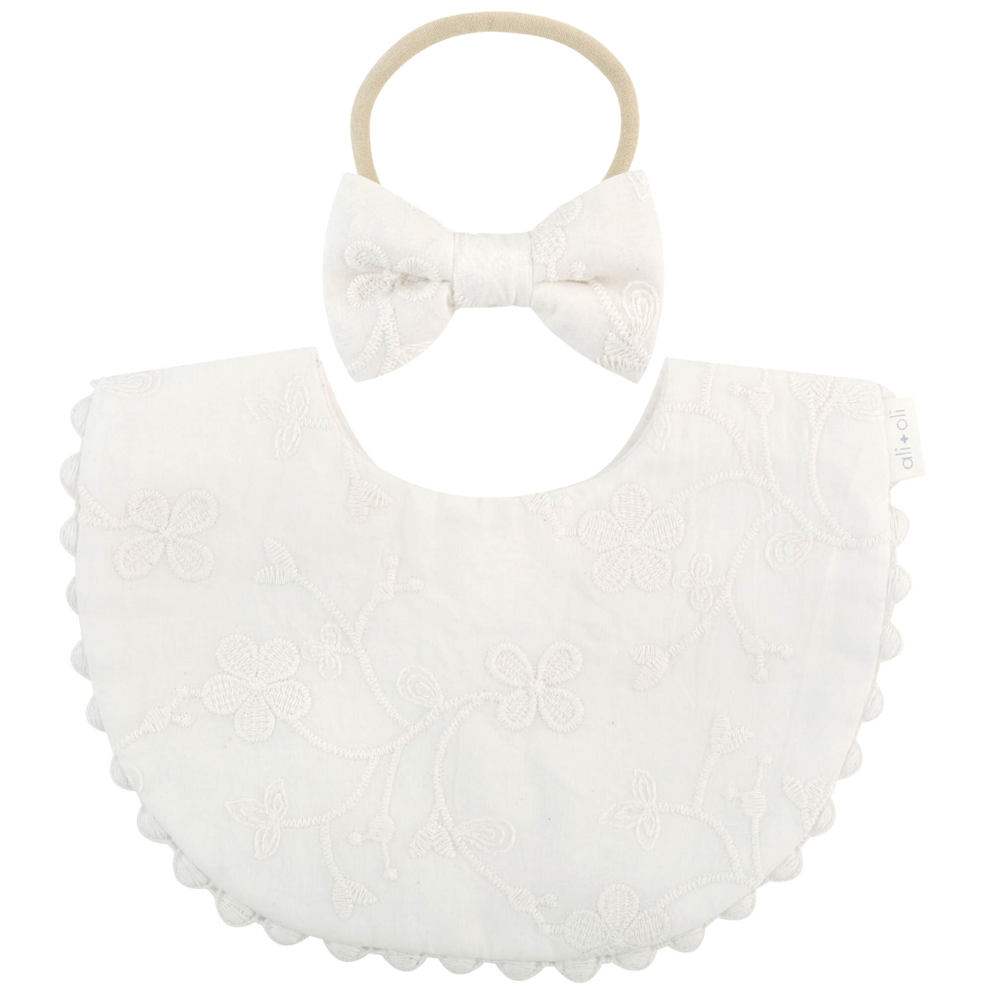 Flowers & Bow Cotton Baby Bib Double-Sided