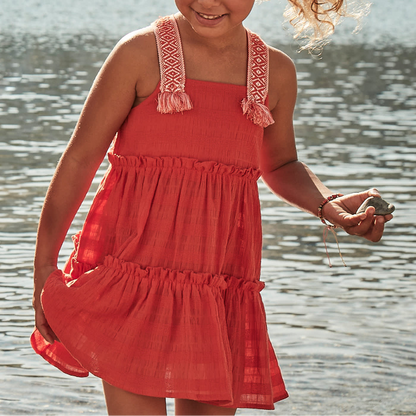 Paprika Applique Strap Dress