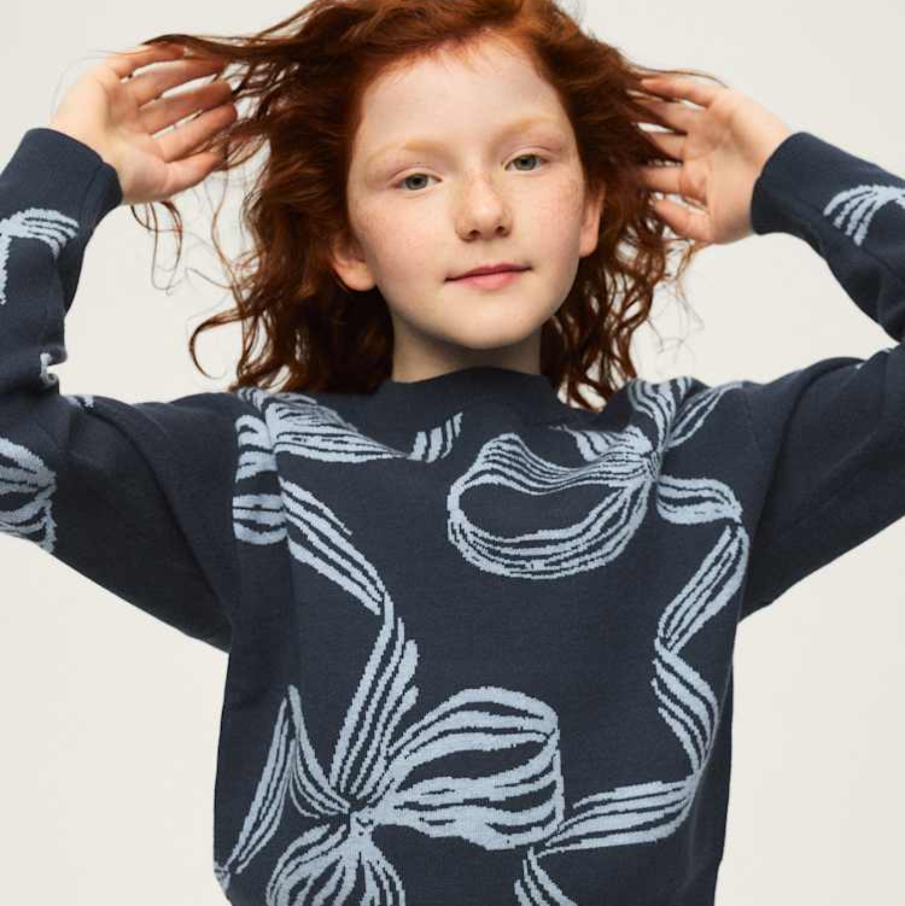 Ink Blue Bow Knit Sweater