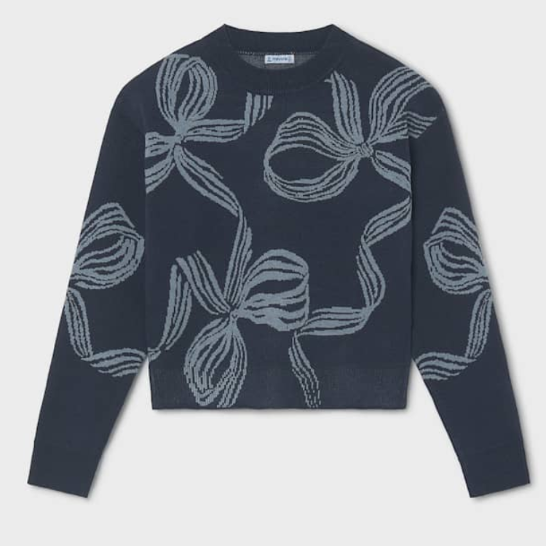 Ink Blue Bow Knit Sweater