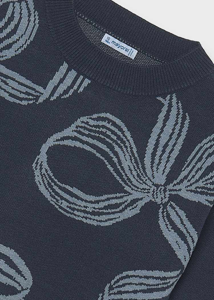 Ink Blue Bow Knit Sweater