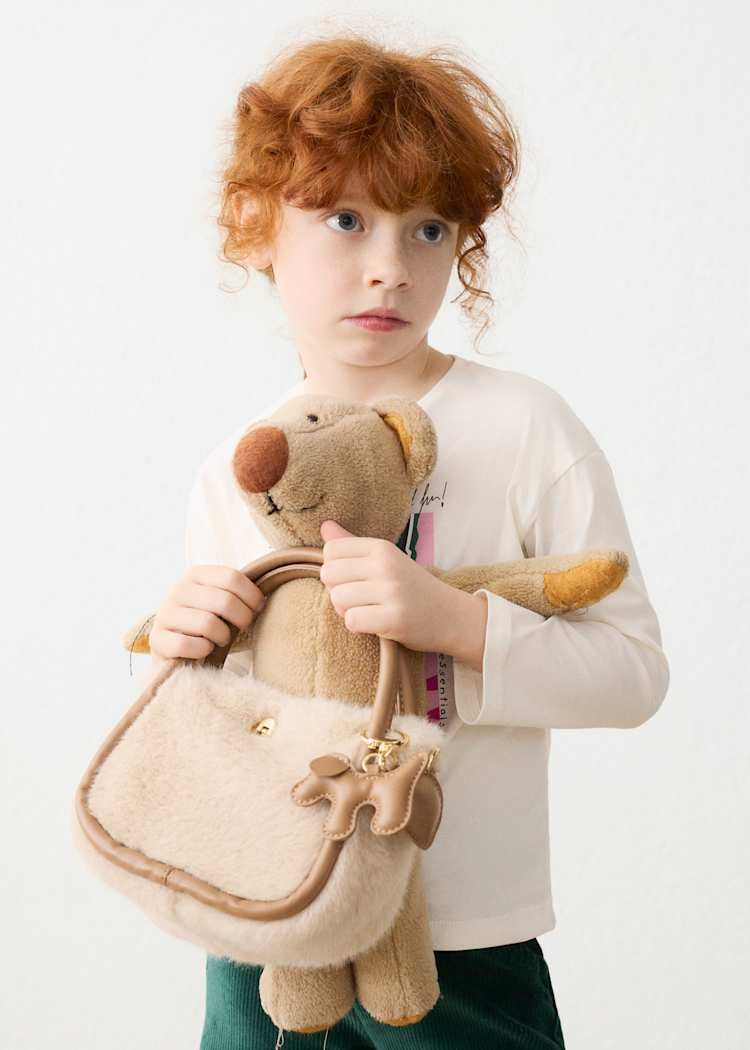 Faux Fur Bag with Dog Charm