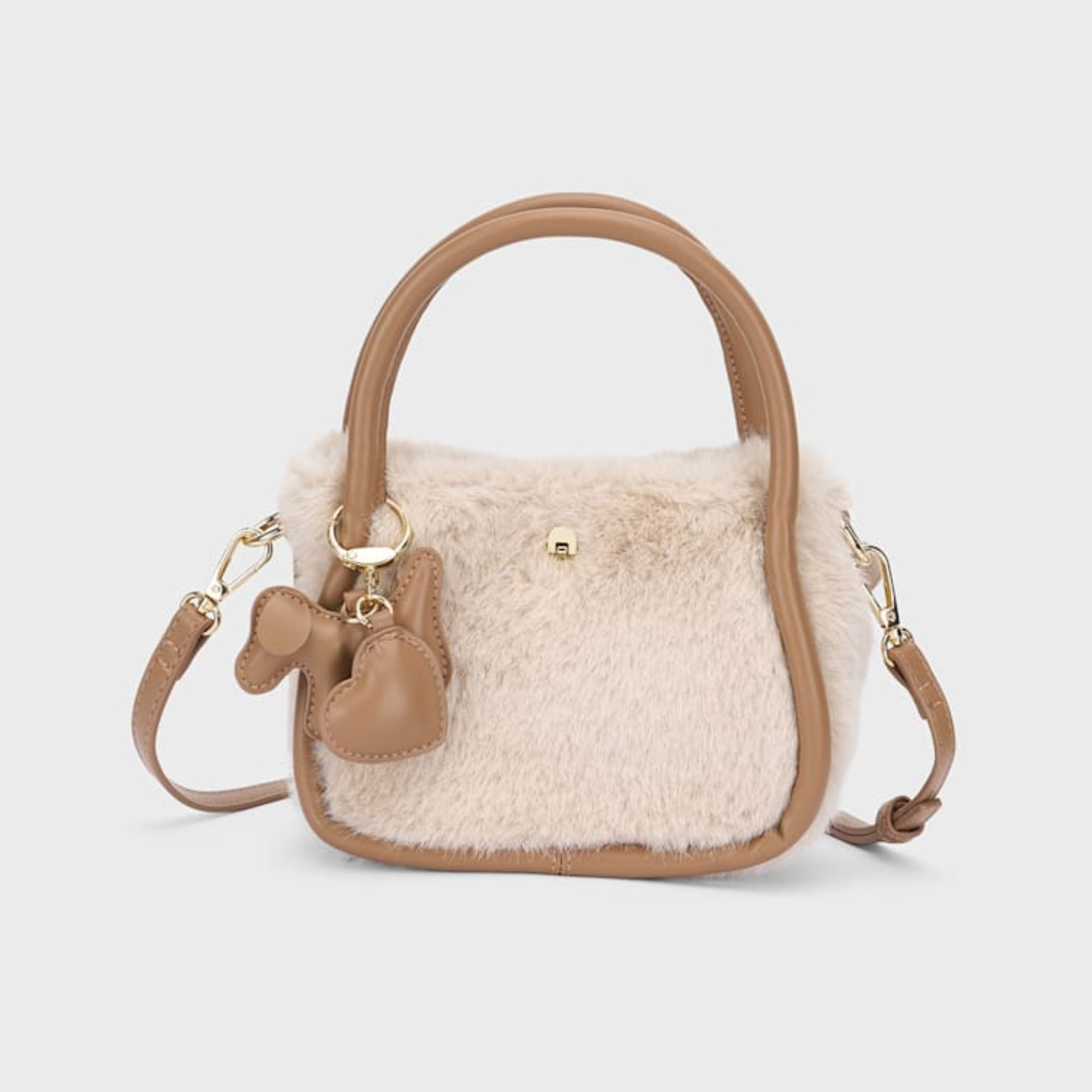 Faux Fur Bag with Dog Charm