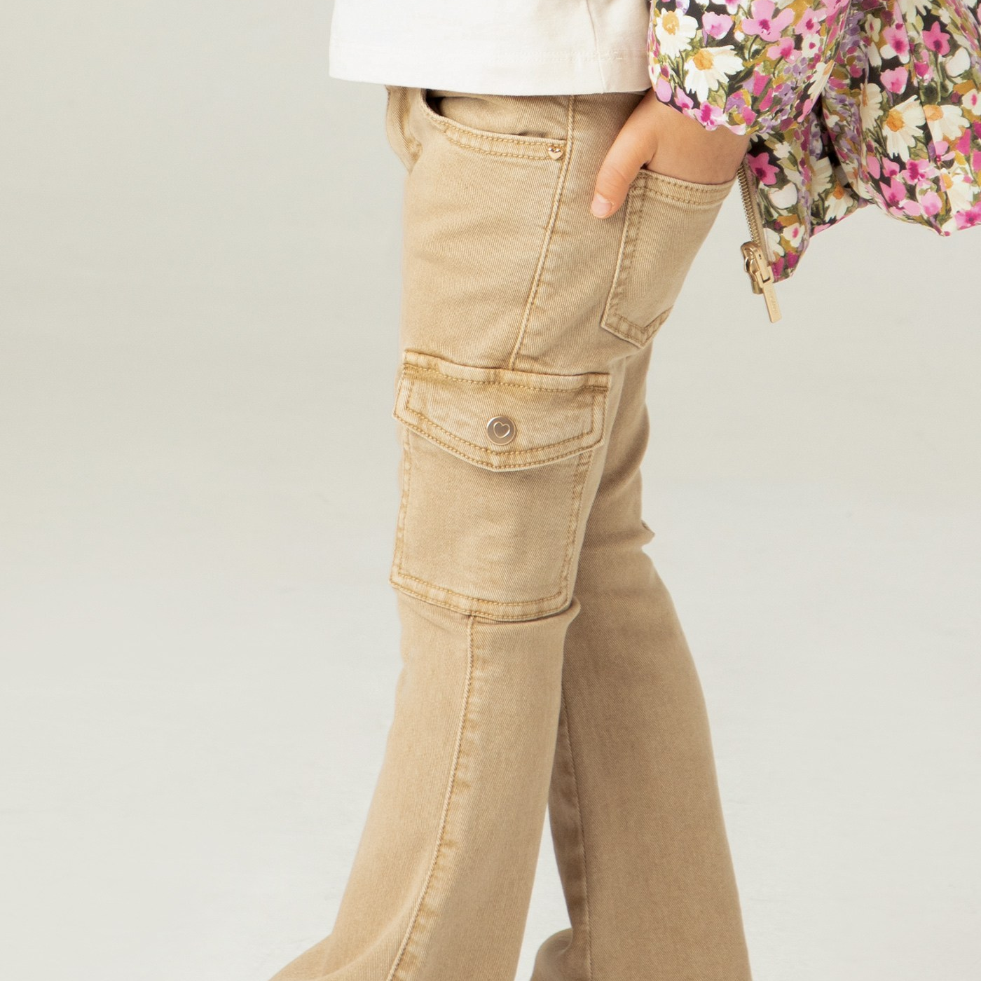 Tan Flared Cargo Pants