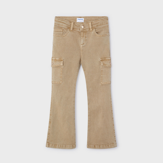 Tan Flared Cargo Pants