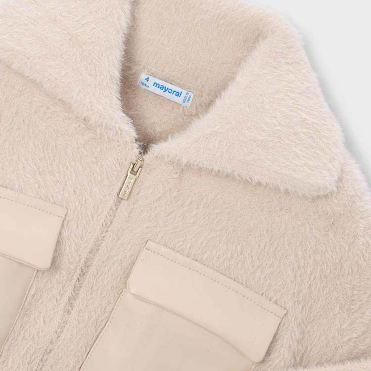 Biscuit Faux Leather Pocket Zip Jacket