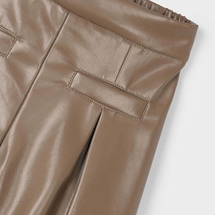 Coffee Faux Leather Shorts