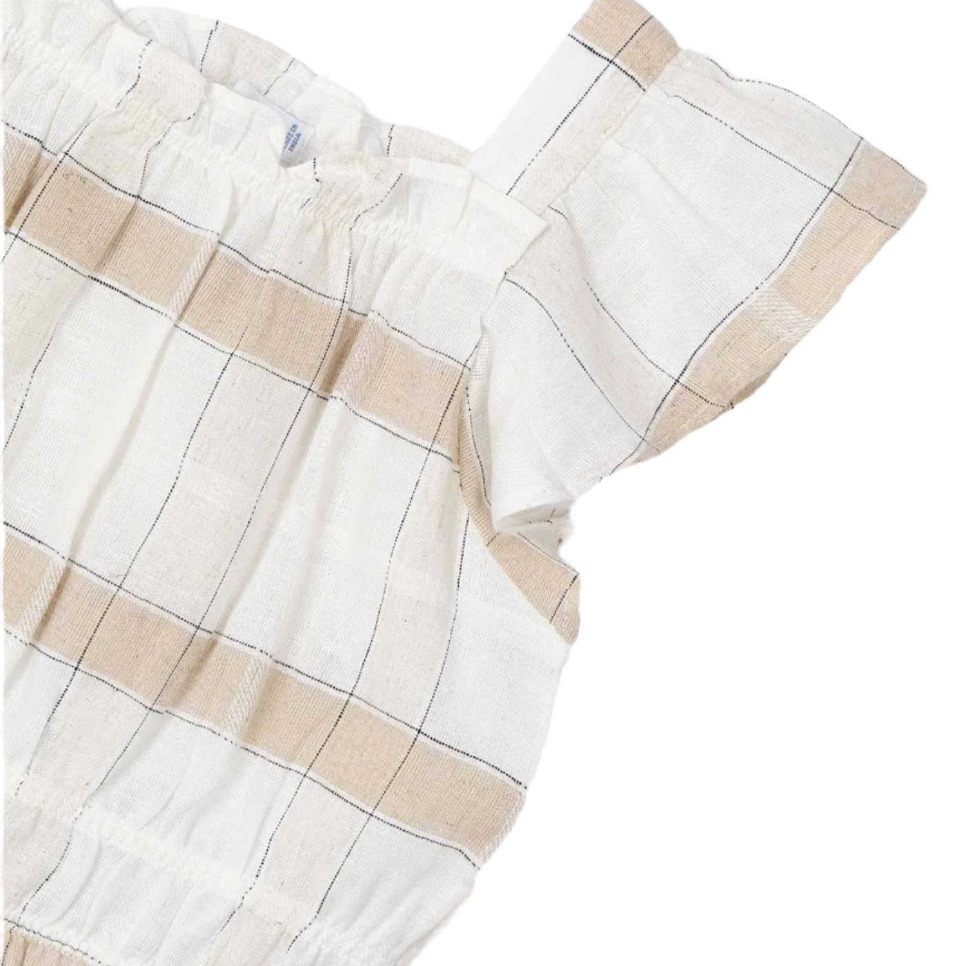 Cinnamon Plaid Ruffle Sleeve Top