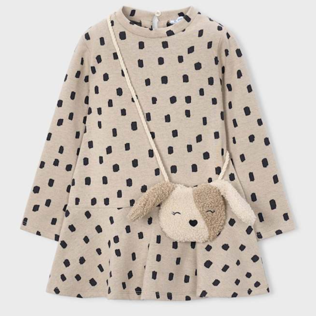 Quinoa Girl Printed Dress With Puppy Bag