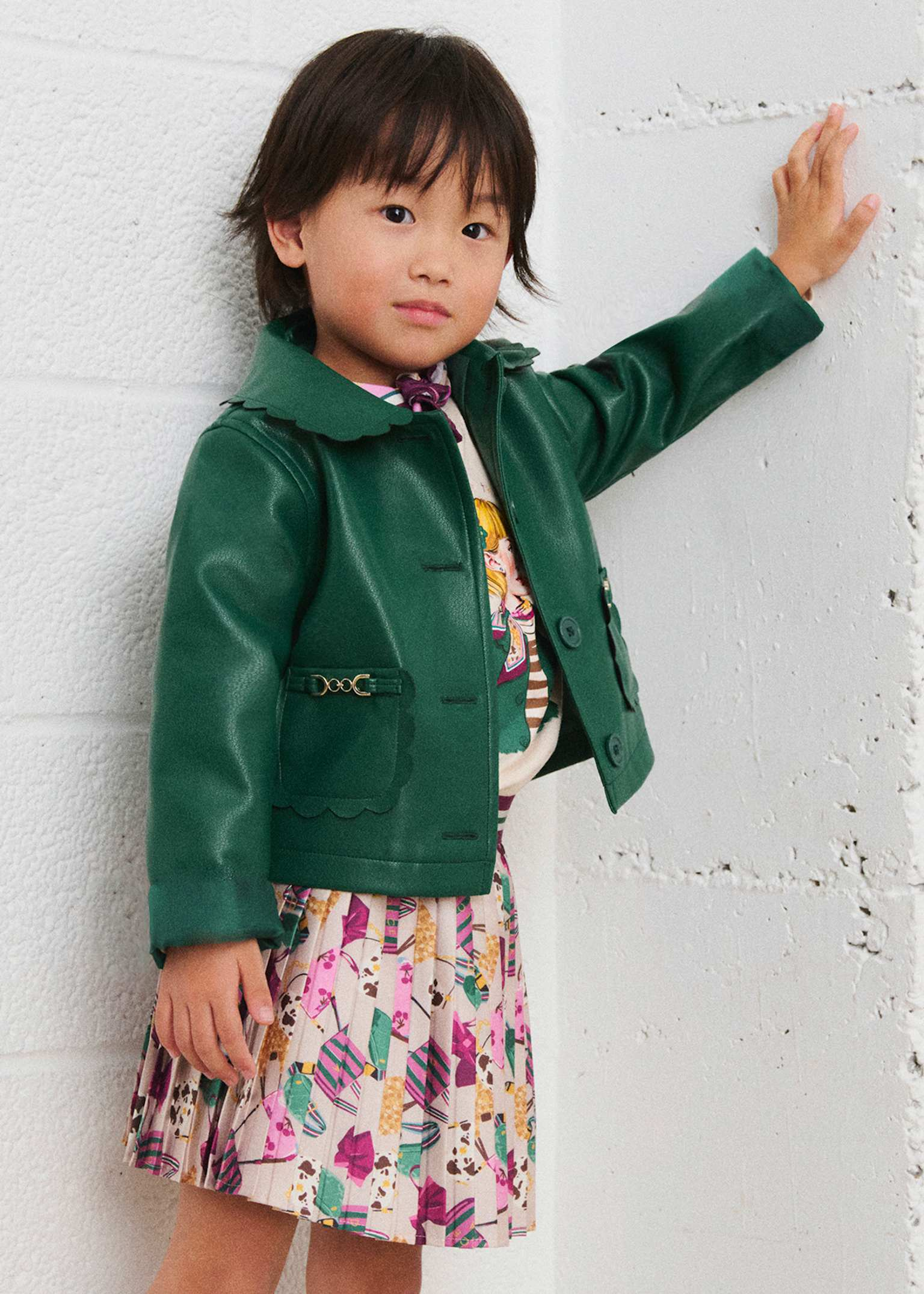Bottle Green Pleated Skirt