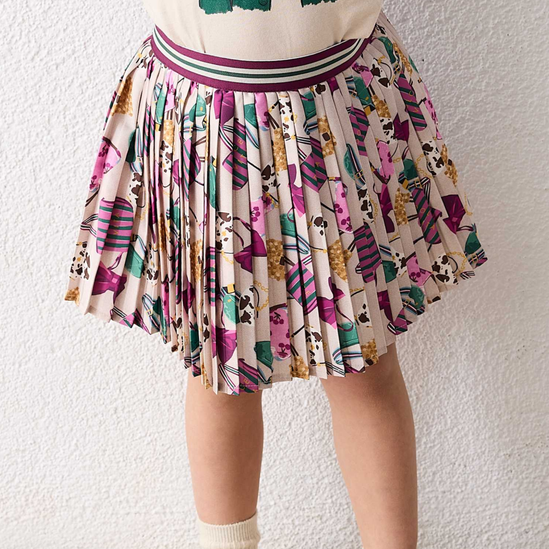 Bottle Green Pleated Skirt