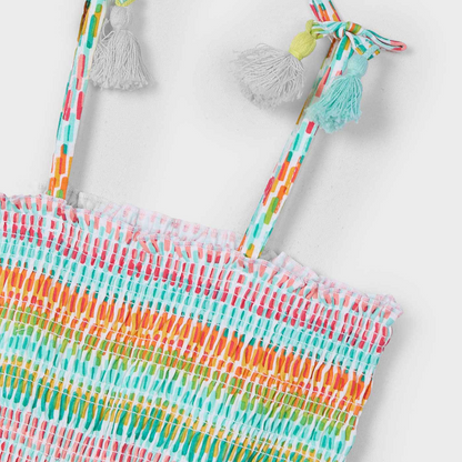 Aqua Printed Smocked Romper