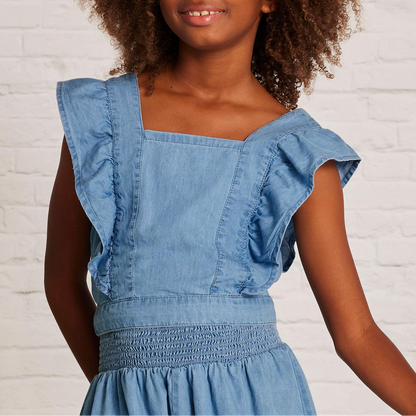 Chambray Ruffle Top