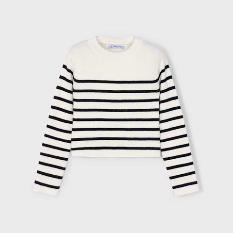 Macchiato Black White Striped Top
