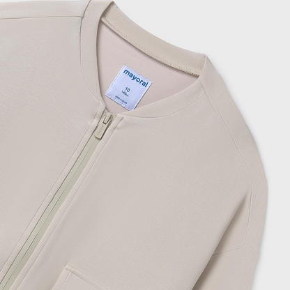 Sand Zip-Up Sweatshirt with Pockets