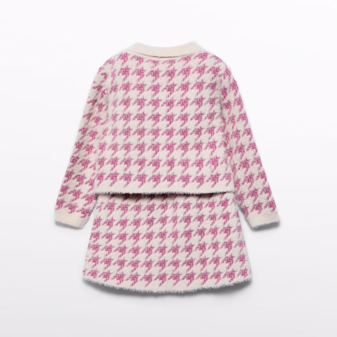 Pink Houndstooth Sweater Set